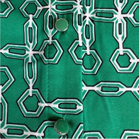 ADRIENNE VITTADINI V-Neck Button Front Blouse, Green, Black & White, Size M. - Picture 6 of 12